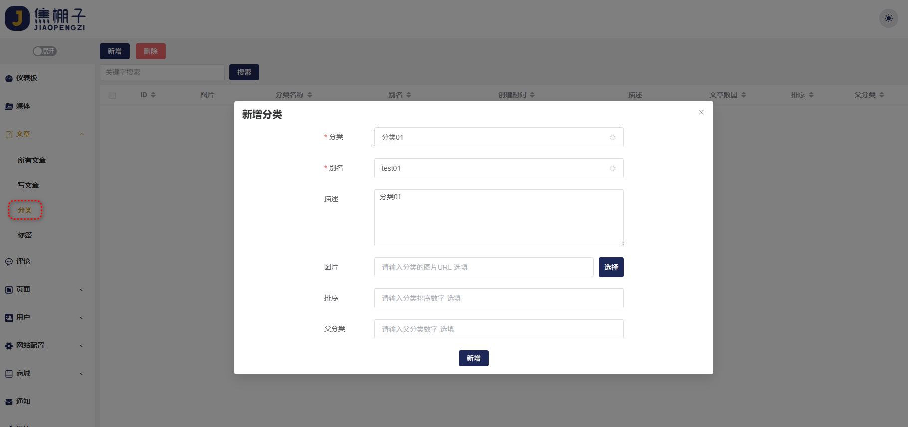 新增分类